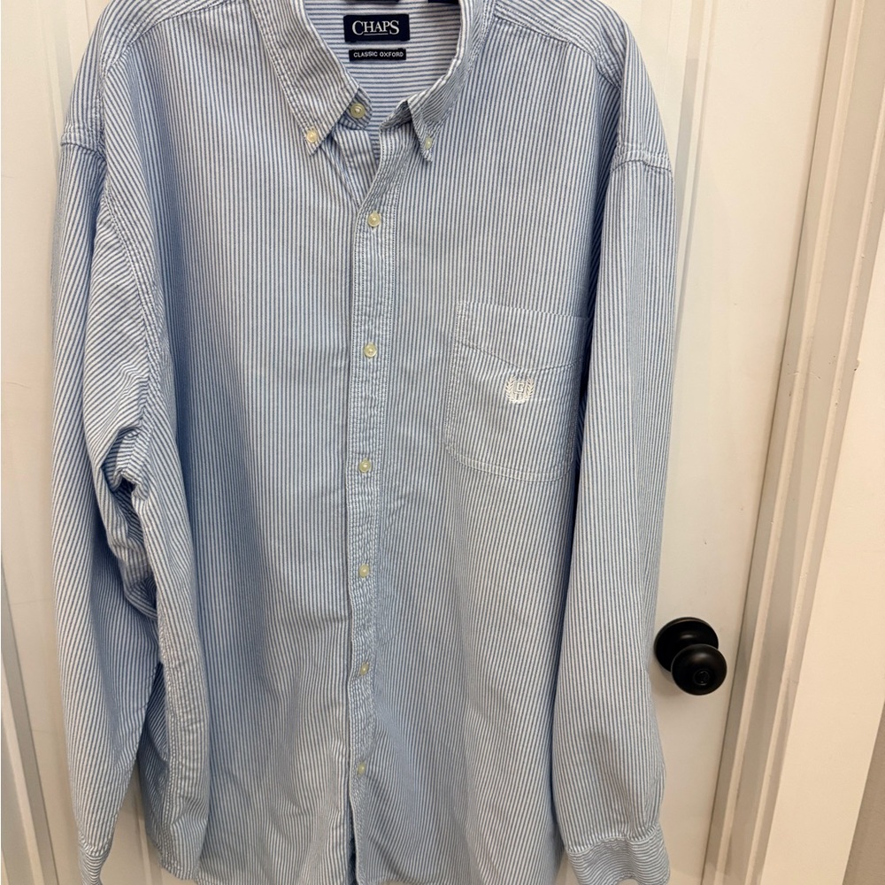Chaps Men's Light Blue Pinstripe Shirt
